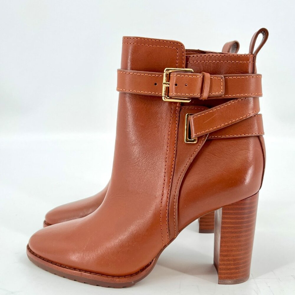Lauren Ralph Lauren Madisyn Bootie Size 5B Polo Tan Leather Buckled Ankle Strap